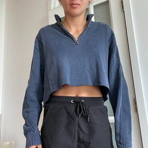 Navy Cropped Sweatshirt